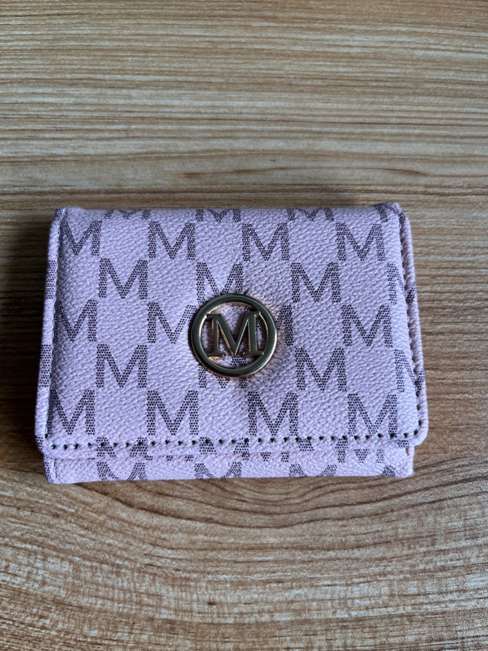 Pink Monogram M Wallet with Gold Logo